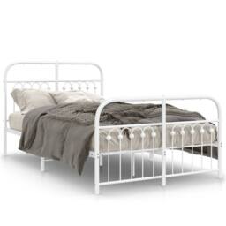 Berkfield Home Metal Bed Frame without Mattress with Footboard White 120x190cm - Size: 120x190 cm - thumbnail 3