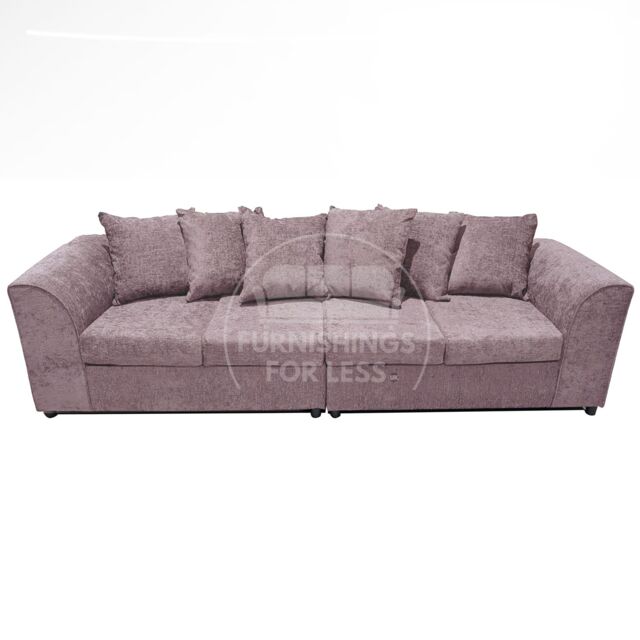 Furnishings For Less UK Monaco Chenille Fabric Long 4 Seater Sofa Scatter Back Curved Arm in Pink - image 1