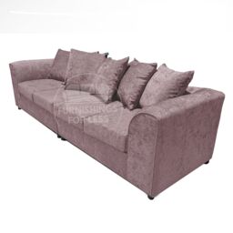 Furnishings For Less UK Monaco Chenille Fabric Long 4 Seater Sofa Scatter Back Curved Arm in Pink - thumbnail 5