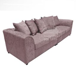 Furnishings For Less UK Monaco Chenille Fabric Long 4 Seater Sofa Scatter Back Curved Arm in Pink - thumbnail 4