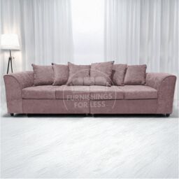 Furnishings For Less UK Monaco Chenille Fabric Long 4 Seater Sofa Scatter Back Curved Arm in Pink - thumbnail 6