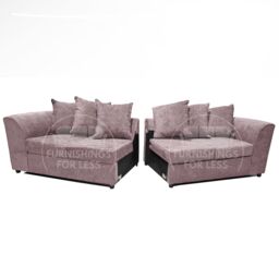 Furnishings For Less UK Monaco Chenille Fabric Long 4 Seater Sofa Scatter Back Curved Arm in Pink - thumbnail 2