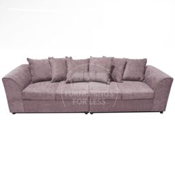 Furnishings For Less UK Monaco Chenille Fabric Long 4 Seater Sofa Scatter Back Curved Arm in Pink