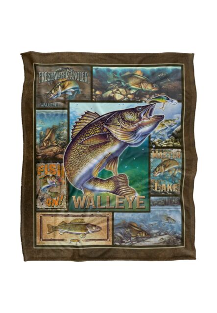 JQ Licensing Walleye Fishing Silky Touch Super Soft Throw Blanket 152 X 127 cm in White - image 1
