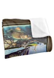 JQ Licensing Walleye Fishing Silky Touch Super Soft Throw Blanket 152 X 127 cm in White - thumbnail 3
