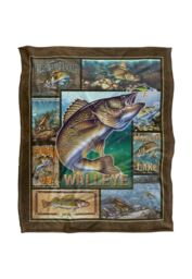 JQ Licensing Walleye Fishing Silky Touch Super Soft Throw Blanket 152 X 127 cm in White - thumbnail 1
