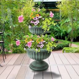 VOGREX 2-Tier Large Planter Indoor Outdoor Garden in Green - thumbnail 4