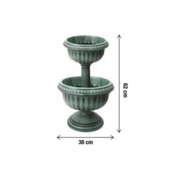 VOGREX 2-Tier Large Planter Indoor Outdoor Garden in Green - thumbnail 2