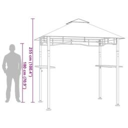 Berkfield Home BBQ Gazebo 240x150x255 cm Anthracite Steel in Black - Size: 240 x 150 x 255 cm - thumbnail 7