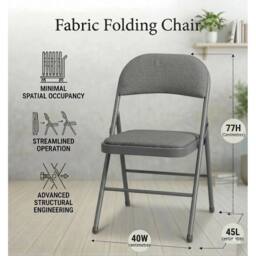 SPETLEK 4 METAL FOLDING CHAIR GREY FABRIC - thumbnail 3