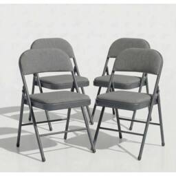 SPETLEK 4 METAL FOLDING CHAIR GREY FABRIC - thumbnail 2