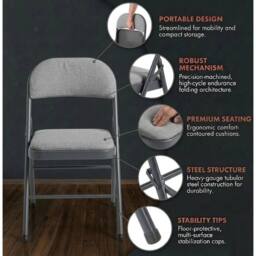 SPETLEK 4 METAL FOLDING CHAIR GREY FABRIC - thumbnail 4