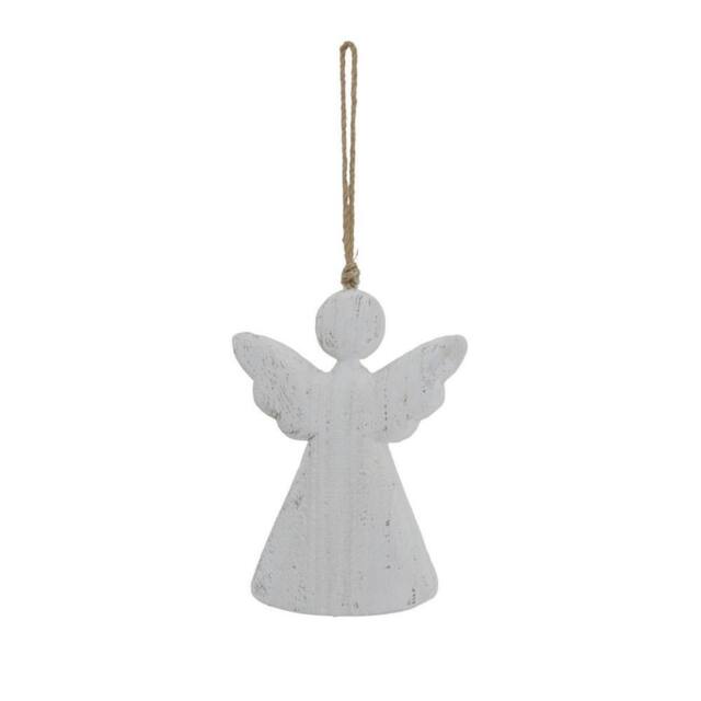 Lemon Pavilion Furniture and Decor Large Whitewashed Rustic Hanging Angel Ornament - L6xW15xH20 cm White