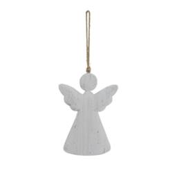 Lemon Pavilion Furniture and Decor Large Whitewashed Rustic Hanging Angel Ornament - L6xW15xH20 cm White - thumbnail 1