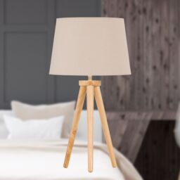 First Choice Lighting Voyage - Light Oak Table Lamp or Bedside Light with Natural Shade in Brown - thumbnail 2