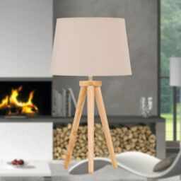 First Choice Lighting Voyage - Light Oak Table Lamp or Bedside Light with Natural Shade in Brown - thumbnail 3