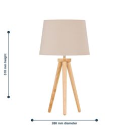 First Choice Lighting Voyage - Light Oak Table Lamp or Bedside Light with Natural Shade in Brown - thumbnail 4