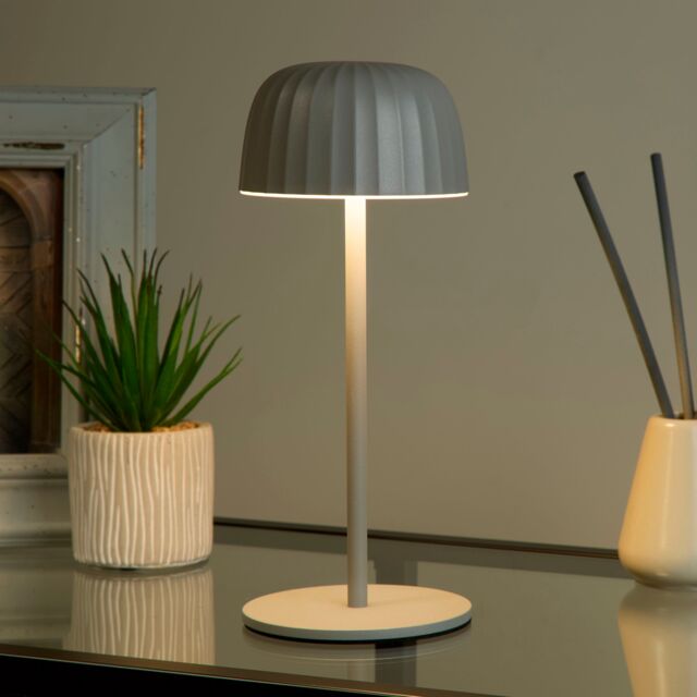 Lighting Collection Ella Outdoor Rechargeable Table Lamp - Grey - image 1