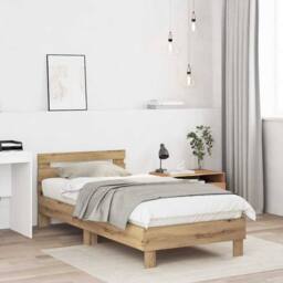 Berkfield Home Bed Frame Artisan Oak 203 x 95 x 70 cm Engineered Wood in Beige - thumbnail 3