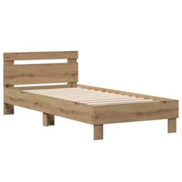 Berkfield Home Bed Frame Artisan Oak 203 x 95 x 70 cm Engineered Wood in Beige - thumbnail 4