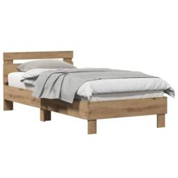 Berkfield Home Bed Frame Artisan Oak 203 x 95 x 70 cm Engineered Wood in Beige - thumbnail 2