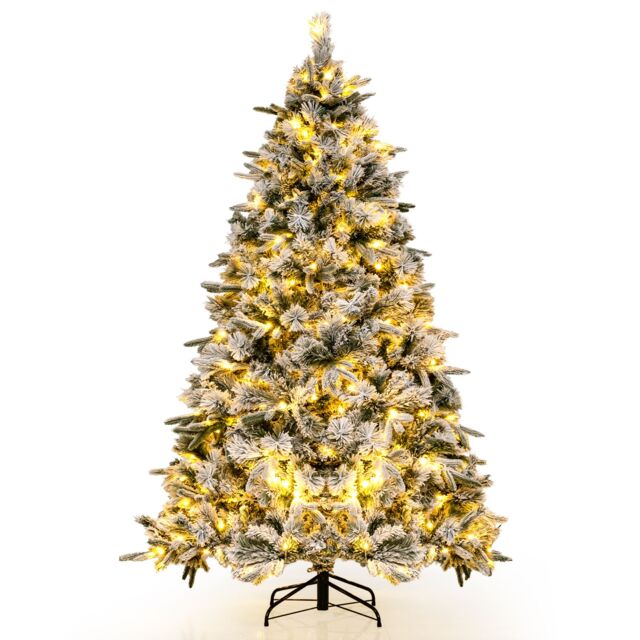 Gymax 6 FT Flocked Artificial Christmas Tree With Pine Needles 752 Tips 250 LED Lights in Green - Size: 6ft - image 1