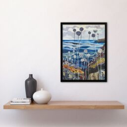 Artery8 Abstract Scottish Coastal Artwork Coral Sealife Framed Art Print in Blue - Size: A4 - thumbnail 4