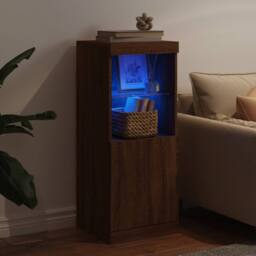 Berkfield Home Sideboard with LED Lights Brown Oak 41x37x100 cm - Size: 41 x 37 x 100 cm - thumbnail 3