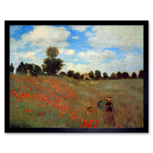 "Artery8 Claude Monet Les Coquelicots Old Master Painting 12x16"" Framed Art in Green - Size: W12"" x H16""" - image 1