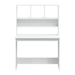 Berkfield Home Desk with Shelves White 102x45x148 cm Engineered Wood - Size: 102 x 45 x 148 cm - thumbnail 5