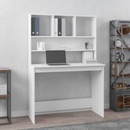 Berkfield Home Desk with Shelves White 102x45x148 cm Engineered Wood - Size: 102 x 45 x 148 cm - thumbnail 1