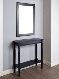 Orsina Rectangular Console Table for Hallway, Pine Wood Hallway Table for Home Office Decor, Wood Table with Carved Legs in Black - thumbnail 4