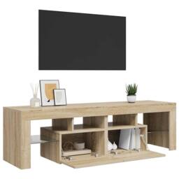 Berkfield Home TV Cabinet with LED Lights Sonoma Oak 140x36.5x40 cm in Light Tan - thumbnail 6