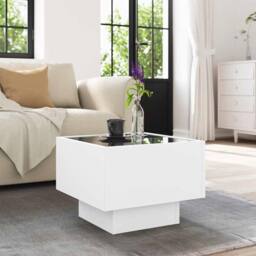 Berkfield Home Side Table with LED White 40x40x30 cm Engineered Wood - Size: 40 x 40 x 30 cm - thumbnail 4