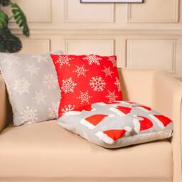 Voltico Festive Christmas Cushion - Snowflake & Santa Hat Design, 36 × 36 cm in Grey - Size: 35 cm x 35 cm - thumbnail 3