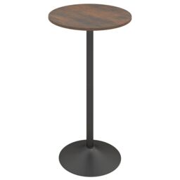 Costway Round Top Pub & Bar Table Standing Bistro Table with MDF Top & Black Leg in Brown - thumbnail 1