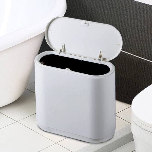 KORVIXA Grey Bathroom Plastic Waste Bin With Lid - Size: 100 cm - image 1