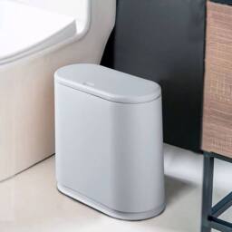 KORVIXA Grey Bathroom Plastic Waste Bin With Lid - Size: 100 cm - thumbnail 4