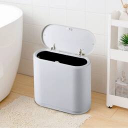 KORVIXA Grey Bathroom Plastic Waste Bin With Lid - Size: 100 cm - thumbnail 3
