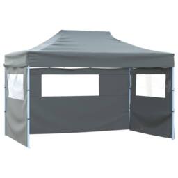 Berkfield Home Durable Foldable Tent with 3 Walls 3x4.5 m Anthracite in Charcoal - thumbnail 2