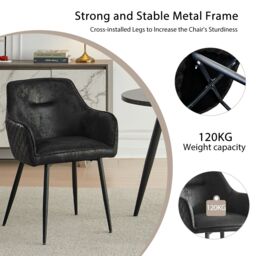 SONARA Modern Faux Suede Dining Chairs Sets with Upholstered Armchairs in Black - Size: 4 Pack - thumbnail 7