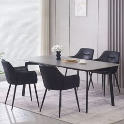 SONARA Modern Faux Suede Dining Chairs Sets with Upholstered Armchairs in Black - Size: 4 Pack - thumbnail 9