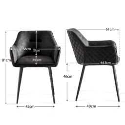 SONARA Modern Faux Suede Dining Chairs Sets with Upholstered Armchairs in Black - Size: 4 Pack - thumbnail 2