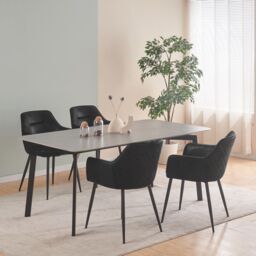 SONARA Modern Faux Suede Dining Chairs Sets with Upholstered Armchairs in Black - Size: 4 Pack - thumbnail 8