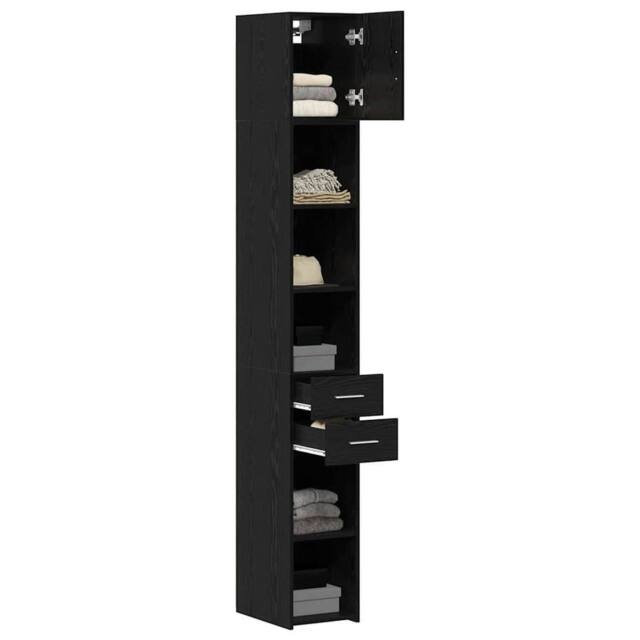 Berkfield Home Slim Storage Cabinet Black Oak 30x42.5x225 cm Engineered Wood - image 1