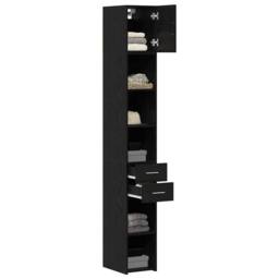 Berkfield Home Slim Storage Cabinet Black Oak 30x42.5x225 cm Engineered Wood - thumbnail 1