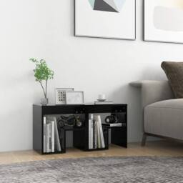 Berkfield Home Durable Bed Cabinets 2 pcs Black 40x30x40 cm Engineered Wood - Size: 40 x 30 x 40 cm - thumbnail 2