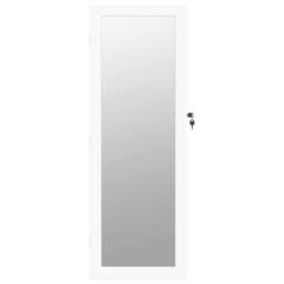 Berkfield Home Mirror Jewellery Cabinet with LED Lights Wall Mounted White - thumbnail 4