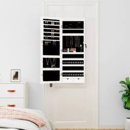 Berkfield Home Mirror Jewellery Cabinet with LED Lights Wall Mounted White