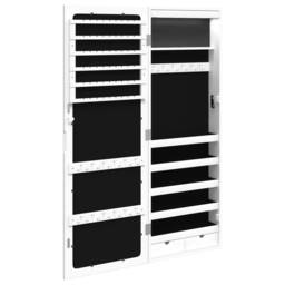 Berkfield Home Mirror Jewellery Cabinet with LED Lights Wall Mounted White - thumbnail 7